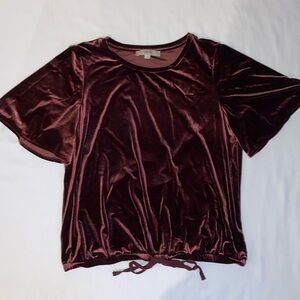 Women’s Loft short sleeve velvet shirt with waist tie medium
